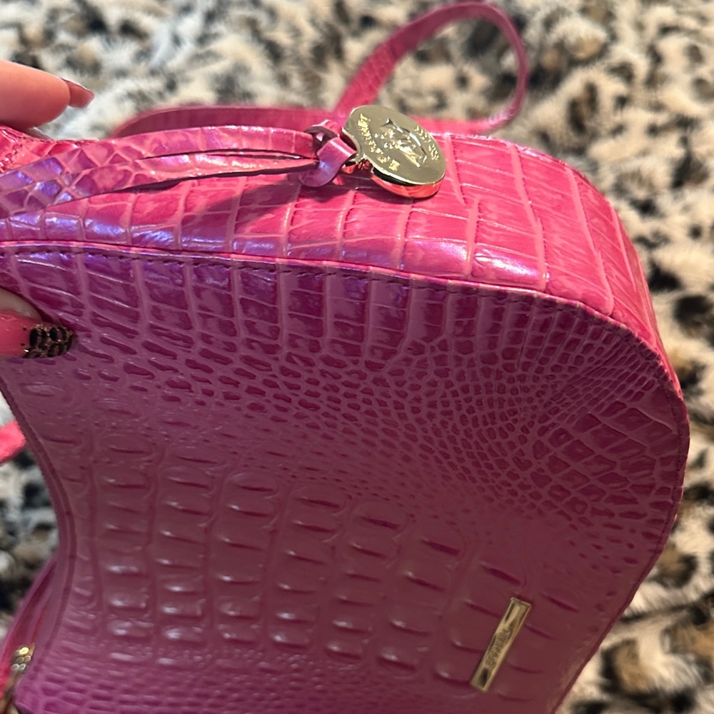 Brahmin Hot Pink Croc-Embossed Leather Shoulder Bag - Picture 5 of 15